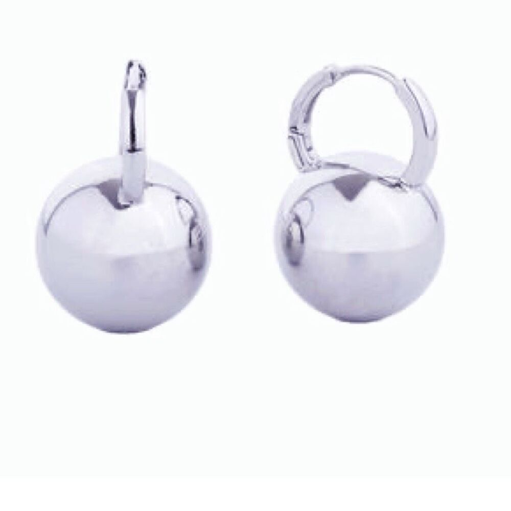 NWT Do everything in Love 14K white gold plated Huggies globes.